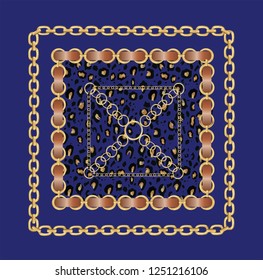 leopard and chain scarf print design