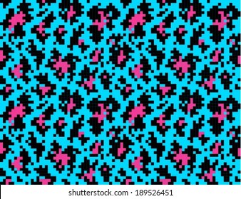 Leopard / cheetah 8 bit seamless pattern, animal background, old school style, vector illustration