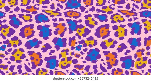 Leopard, Cheetah art textura, wild animals print, seamless pattern design. Template leopards skin pattern textile colorful design. Realistic animal background, wild cat texture. Hand drawing.