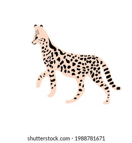 Leopard or cheetah exotic animal.  Cute cartoon character. Vector wild cat  isolated on white background. Perfect for kids app, game, book, print, cards, sticker.