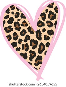 Leopard cheetah sketchy heart animal print Graphic Tee Slogan vector Fashion t-shirt Trending emblem crest logo Apparel Badge Cute Tshirt