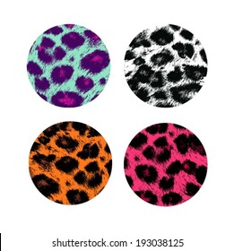 Leopard / cheetah skin round icons, design element, tribal pattern, animal background, vector illustration