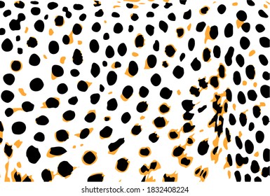Leopard cheetah spotted fur texture. Vector orange yellow white black