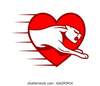 leopard cheetah tiger jaguar beast animal image vector heart
