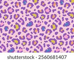 Leopard, Cheetah, wild animals print, seamless pattern design. Leopards skin pattern textile colorful design. Vector illustration