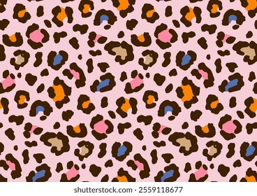 Leopard, Cheetah, wild animals print, seamless pattern design. Leopards skin pattern textile colorful design. Vector illustration