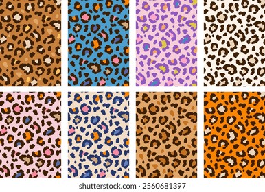Leopard, Cheetah, wild animals print, seamless pattern design. Leopards skin pattern textile colorful design. Vector illustration