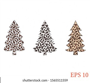 Leopard Christmas trees.  Leopard Christmas t-shirt, Clip art, illustration