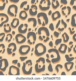 
Leopard classic seamless pattern. Pastel. Dark and brown spots on a ginger background. Fabric design. Vector