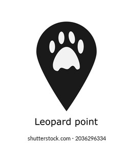 La búsqueda del logotipo de leopardo claw encuentra compañía de mascotas con la mínima ubicación del icono de localización del pin ilustración vectorial