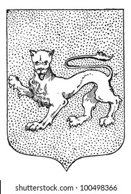 Leopard Coat of Arms, ilustración vintage. Diccionario de Palabras y Cosas - Larive y Fleury - 1895