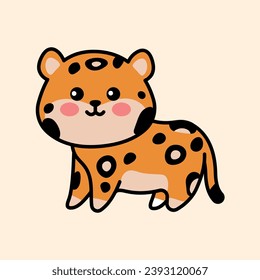 Leopard color element. Hand drawn animals. Cartoon characters set. Isolated vector illustration.