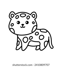 Leopard color element. Hand drawn animals. Cartoon characters set. Isolated vector illustration.