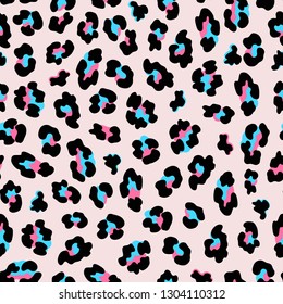 Leopard color print, pink background. Seamless.