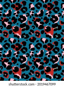 Leopard colorful seamless pattern design