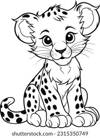 Leopard, colouring book for kids, vector illustration