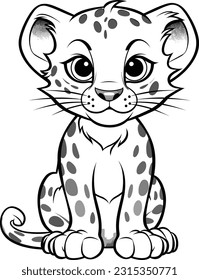 Leopardo, libro de colorear para niños, ilustración vectorial