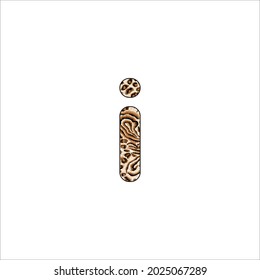 Leopard" creative decorative  letter i. small letter alphabet leopard illustration vector art design