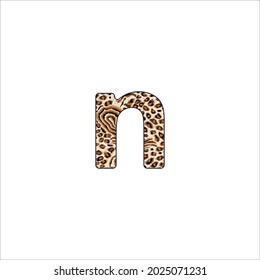 Leopard" letra decorativa creativa n. diseño de arte vectorial de la ilustración leopardo de letras pequeñas