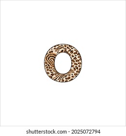 Leopard" creative decorative  letter o. small letter alphabet leopard illustration vector art design