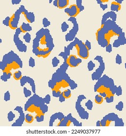 Leopard Creative Vector Seamless Pattern. Ink Animal Drawing Design. Safari Drawn Background. Abstract Acrylic Jaguar Texture.