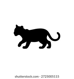Leopard cub silhouette vector flat illustration design.