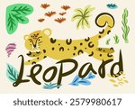 Leopard cute illustration with vector style for kids poster, banner, and book cover
