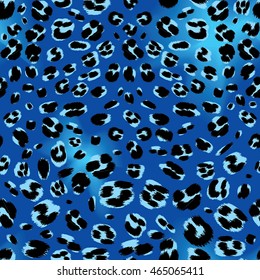 leopard darkblue skin seamless pattern