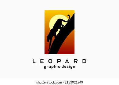 Leopard design in a tree with twilight background