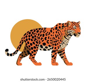 Leopard digital art with striking pattern, modern and colorful vector style.