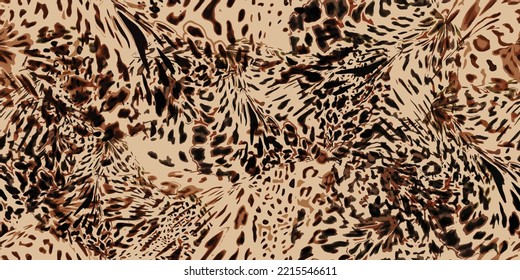 Leopard exotic fashion style. Repeatable design for fabric and textile prints. Vector illustration