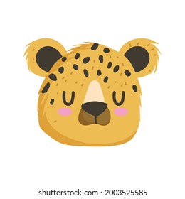 leopard face cartoon isolated icon