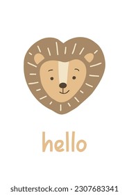 Leopardengesicht. Poster mit wildem Baby. Erstaunlich. Vektorgrafik für Kinderdesign.