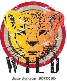 leopard face print wild life animal - vector