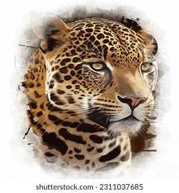 Leopardengesicht, Starrheit, Aquarell