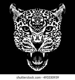 Leopard face tattoo ,Vector illustration, print