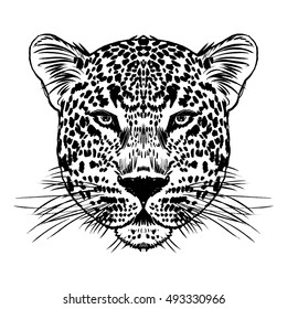 Leopard face tattoo ,Vector illustration, print