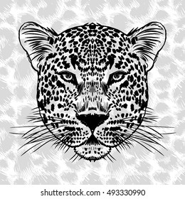 Leopard face tattoo ,Vector illustration, print