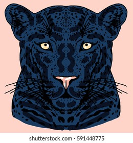 Leopard face tattoo ,Vector illustration, print