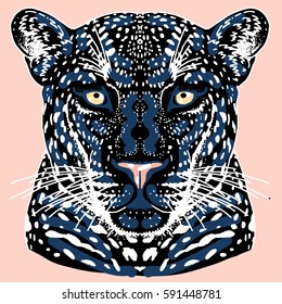 Leopard face tattoo ,Vector illustration, print