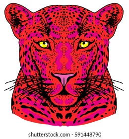 Leopard face tattoo, Vector illustration, print