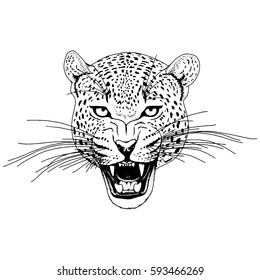 Leopard Face Tattoo ,Vector Illustration, Print