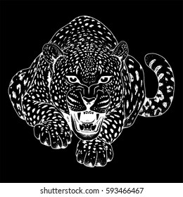 Leopard face tattoo ,Vector illustration, print