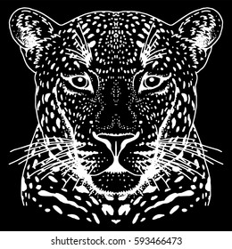 Leopard face tattoo ,Vector illustration, print