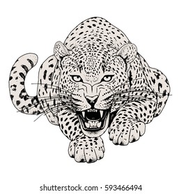 Leopard face tattoo ,Vector illustration, print