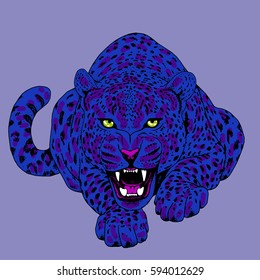 Leopard face tattoo ,Vector illustration, print