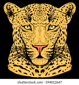 Leopard face tattoo ,Vector illustration, print