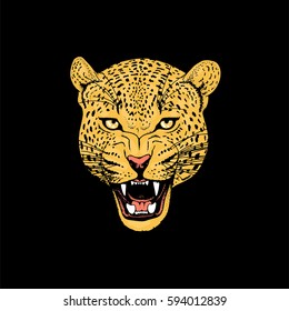 Leopard face tattoo ,Vector illustration, print