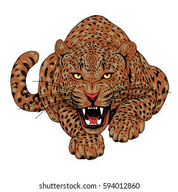 Leopard face tattoo ,Vector illustration, print