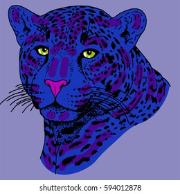 Leopard face tattoo ,Vector illustration, print